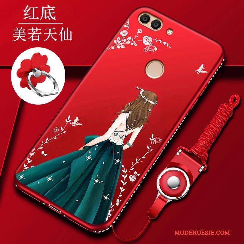 Hoesje Huawei P Smart Zacht Schrobben Rood, Hoes Huawei P Smart Bescherming Telefoon Anti-fall