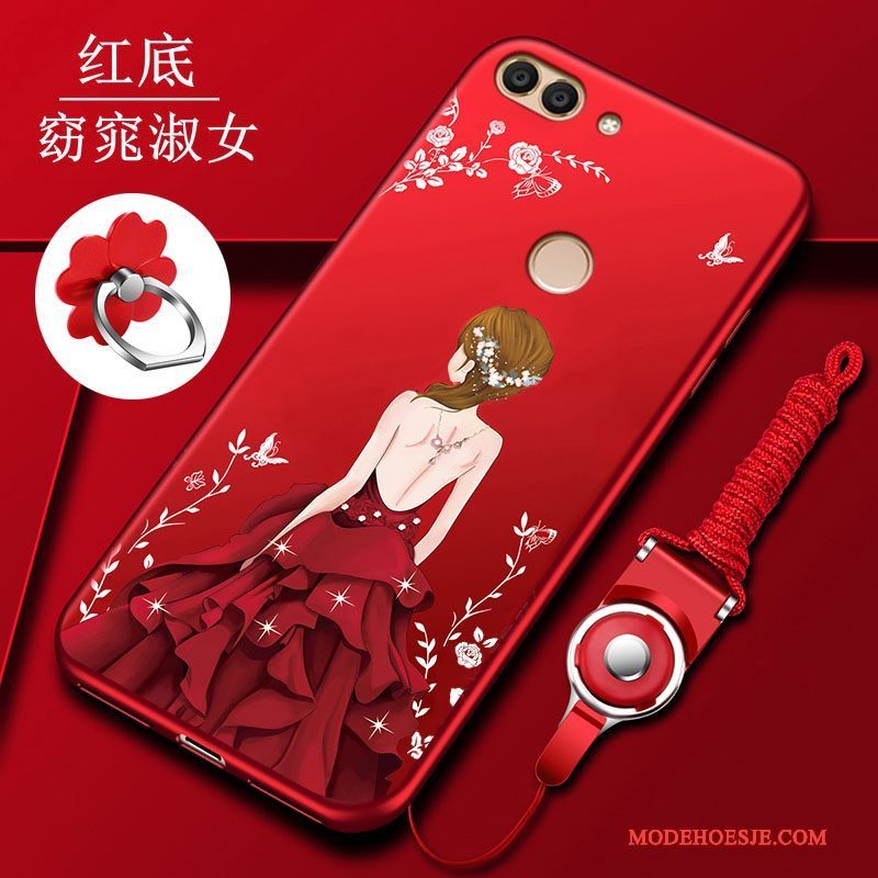 Hoesje Huawei P Smart Zacht Schrobben Rood, Hoes Huawei P Smart Bescherming Telefoon Anti-fall