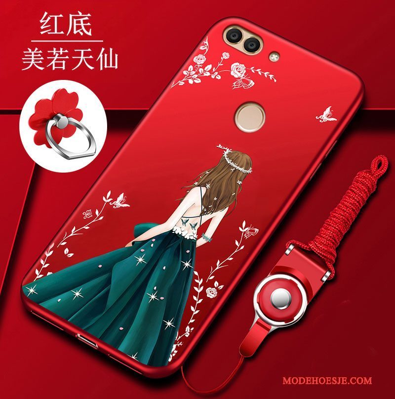 Hoesje Huawei P Smart Zacht Schrobben Rood, Hoes Huawei P Smart Bescherming Telefoon Anti-fall