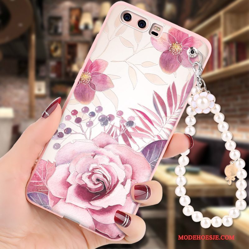 Hoesje Huawei P10 Bescherming Roze Hanger, Hoes Huawei P10 Geschilderd Telefoon Anti-fall