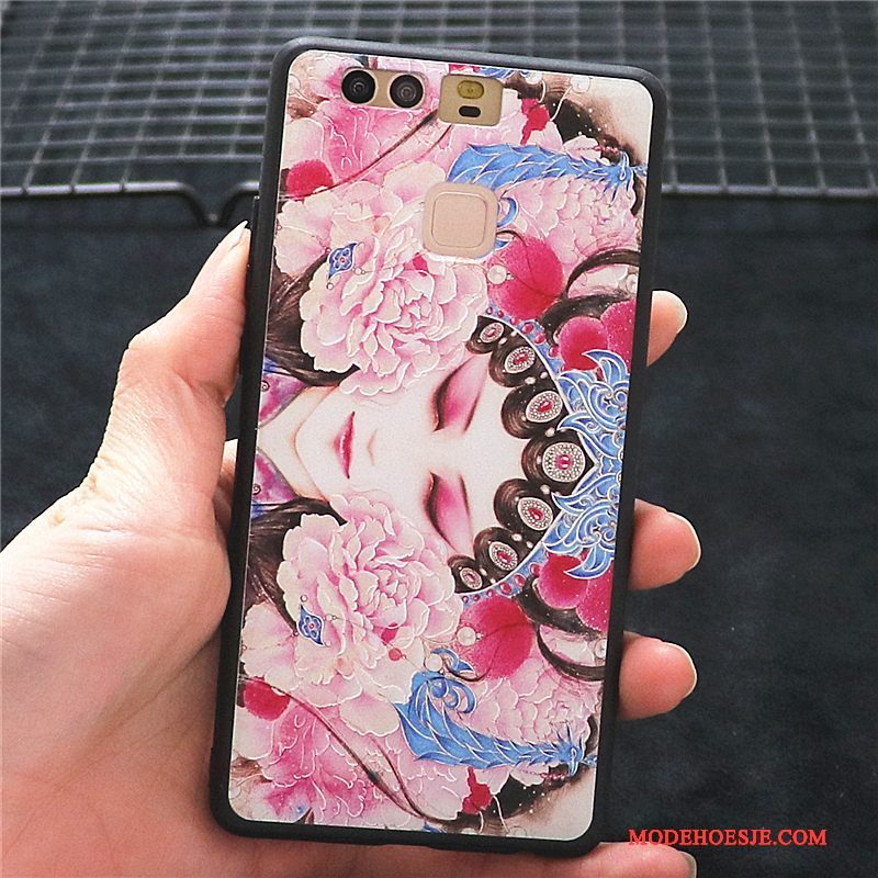 Hoesje Huawei P10 Kleur Chinese Stijl Anti-fall, Hoes Huawei P10 Scheppend Schrobben Hua Dan