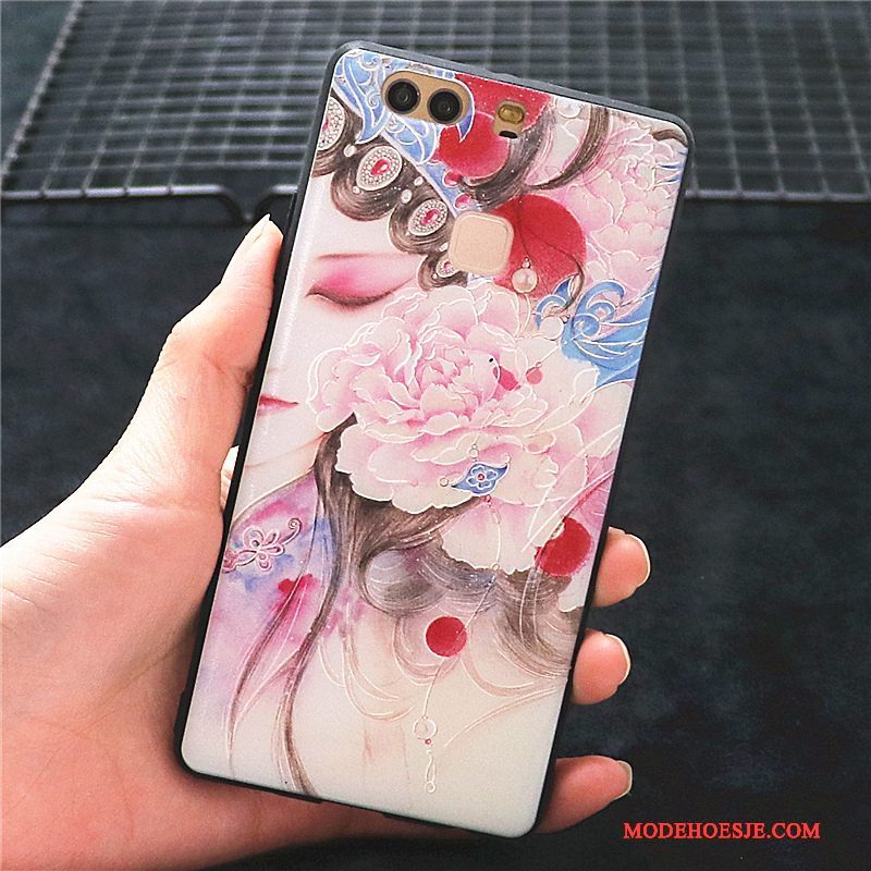 Hoesje Huawei P10 Kleur Chinese Stijl Anti-fall, Hoes Huawei P10 Scheppend Schrobben Hua Dan