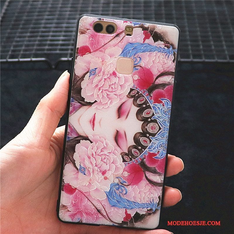 Hoesje Huawei P10 Kleur Chinese Stijl Anti-fall, Hoes Huawei P10 Scheppend Schrobben Hua Dan