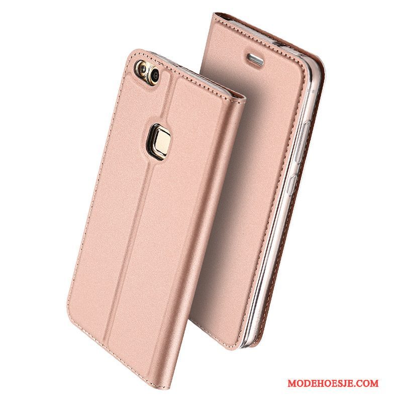 Hoesje Huawei P10 Lite Folio Lichte En Dun Bedrijf, Hoes Huawei P10 Lite Leer Goud Jeugd