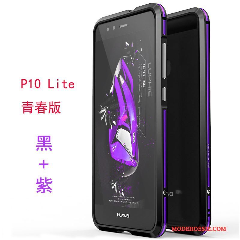 Hoesje Huawei P10 Lite Metaal Blauw Omlijsting, Hoes Huawei P10 Lite Bescherming Jeugdtelefoon