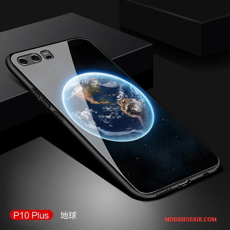 Hoesje Huawei P10 Plus Bescherming Anti-fall Zwart, Hoes Huawei P10 Plus Zakken Glas Trendy Merk