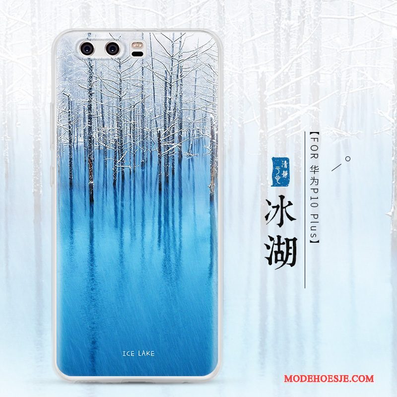 Hoesje Huawei P10 Plus Bescherming Doorzichtigtelefoon, Hoes Huawei P10 Plus Zacht Anti-fall Blauw