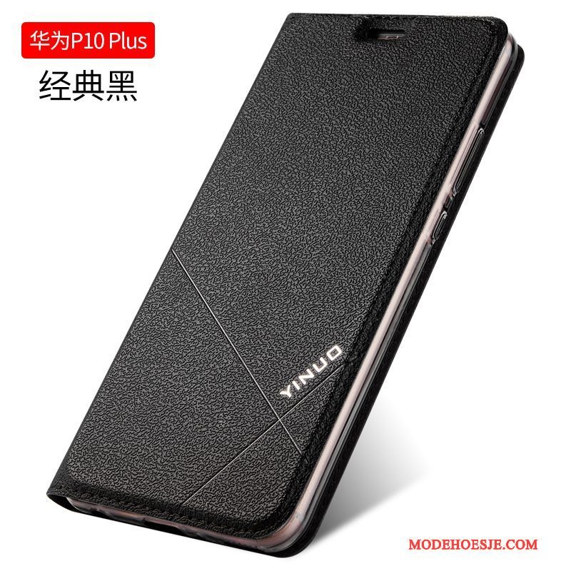 Hoesje Huawei P10 Plus Folio Anti-falltelefoon, Hoes Huawei P10 Plus Leer Zwart