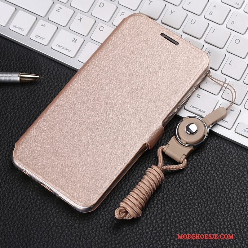 Hoesje Huawei P10 Plus Folio Hanger Anti-fall, Hoes Huawei P10 Plus Zakken Goudtelefoon