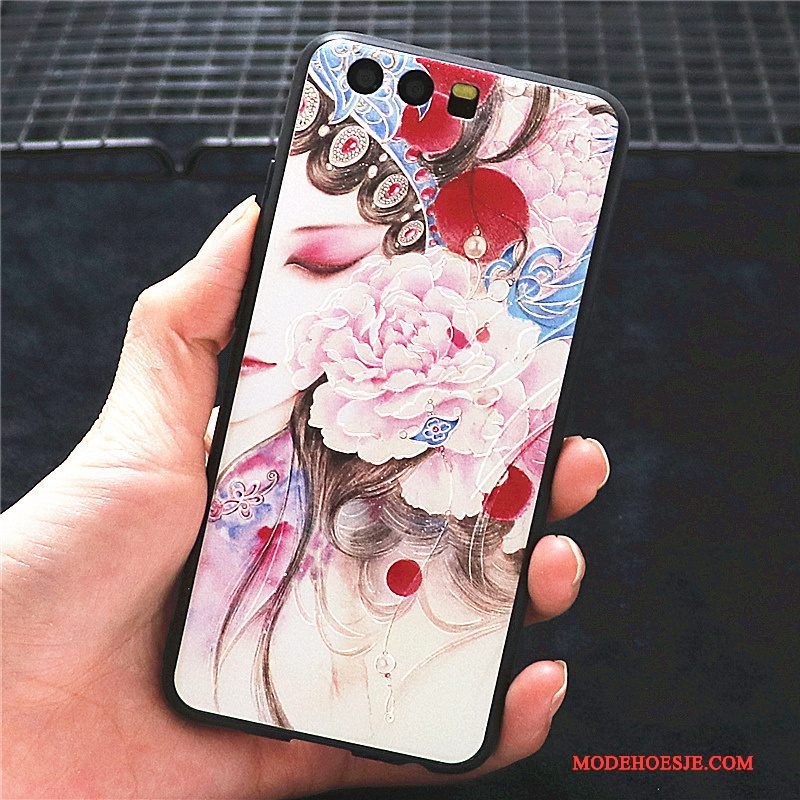 Hoesje Huawei P10 Plus Kleur Chinese Stijltelefoon, Hoes Huawei P10 Plus Scheppend Anti-fall Schrobben