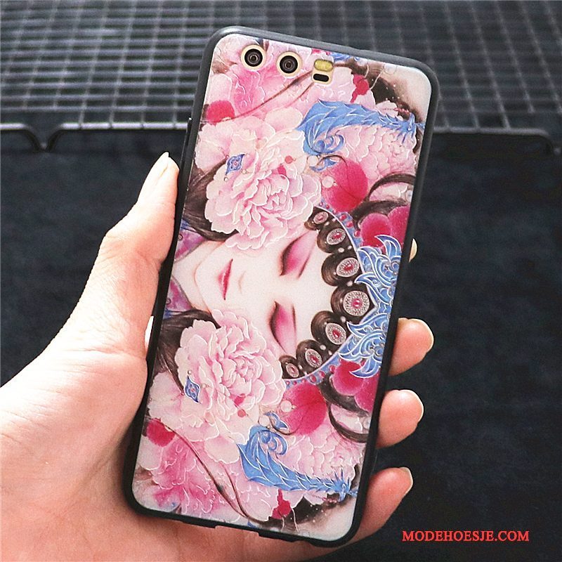 Hoesje Huawei P10 Plus Kleur Chinese Stijltelefoon, Hoes Huawei P10 Plus Scheppend Anti-fall Schrobben