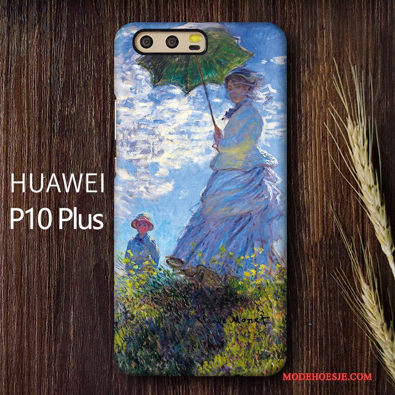 Hoesje Huawei P10 Plus Kleur Olieverfschilderijtelefoon, Hoes Huawei P10 Plus Vintage Anti-fall Kunst