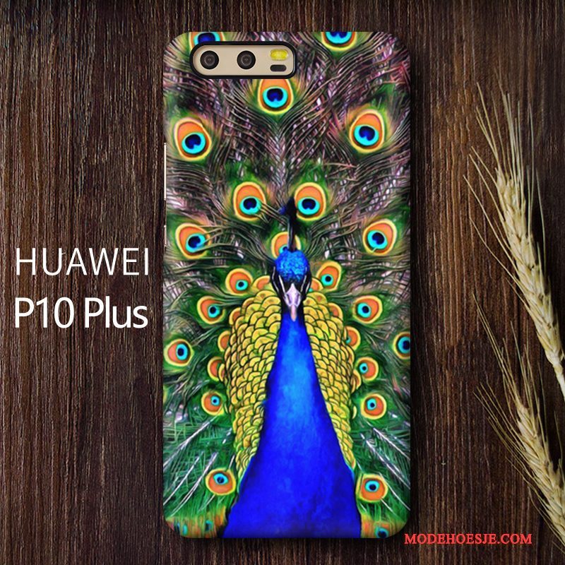 Hoesje Huawei P10 Plus Kleur Persoonlijk Pauwen, Hoes Huawei P10 Plus Bescherming Telefoon Schrobben