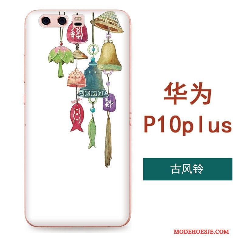 Hoesje Huawei P10 Plus Reliëf Chinese Stijl Kunst, Hoes Huawei P10 Plus Zacht Hanger Zwart