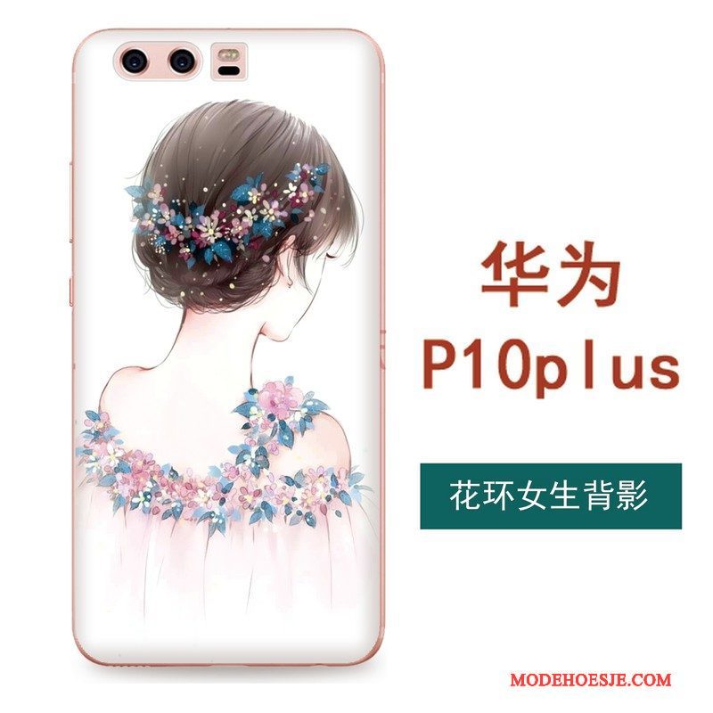 Hoesje Huawei P10 Plus Reliëf Chinese Stijl Kunst, Hoes Huawei P10 Plus Zacht Hanger Zwart