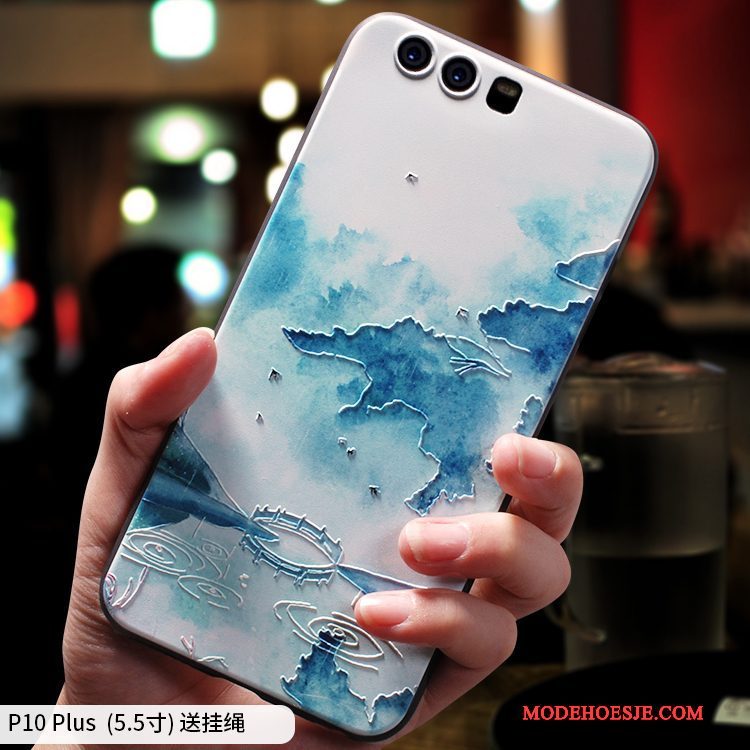 Hoesje Huawei P10 Plus Scheppend Telefoon Dun, Hoes Huawei P10 Plus Siliconen Chinese Stijl Anti-fall