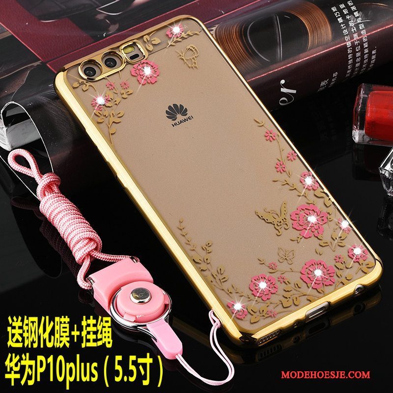 Hoesje Huawei P10 Plus Siliconen Anti-fall Goud, Hoes Huawei P10 Plus Zacht Hangertelefoon