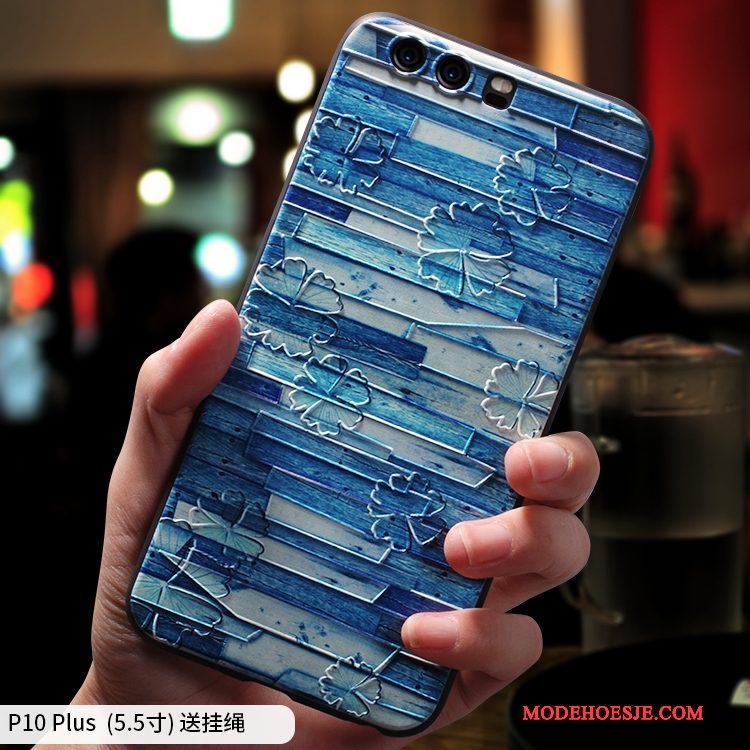 Hoesje Huawei P10 Plus Siliconen Anti-fall Persoonlijk, Hoes Huawei P10 Plus Zacht Telefoon Blauw