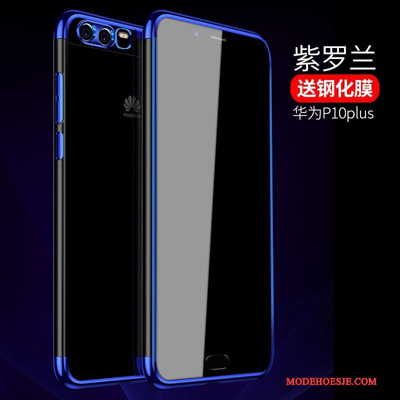 Hoesje Huawei P10 Plus Siliconen Doorzichtigtelefoon, Hoes Huawei P10 Plus Bescherming Anti-fall Blauw