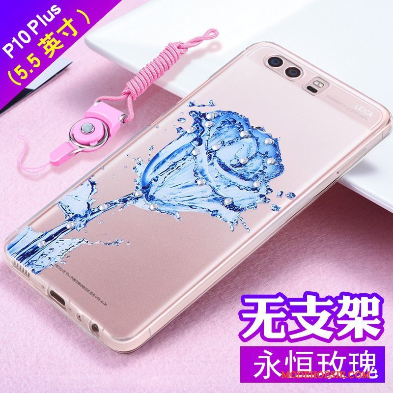 Hoesje Huawei P10 Plus Zacht Anti-fall Roze, Hoes Huawei P10 Plus Strass Telefoon Trend