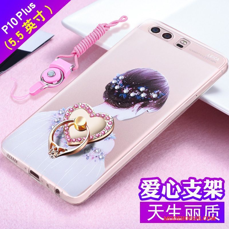 Hoesje Huawei P10 Plus Zacht Anti-fall Roze, Hoes Huawei P10 Plus Strass Telefoon Trend