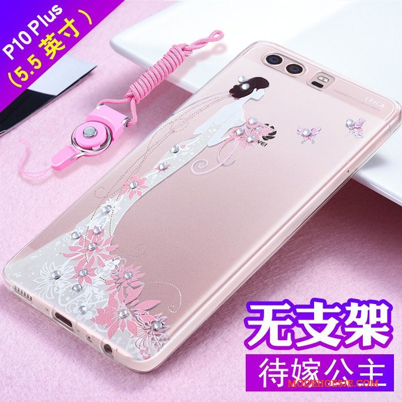 Hoesje Huawei P10 Plus Zacht Anti-fall Roze, Hoes Huawei P10 Plus Strass Telefoon Trend