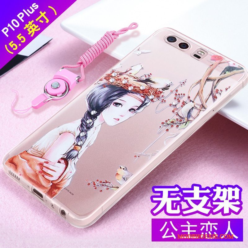 Hoesje Huawei P10 Plus Zacht Anti-fall Roze, Hoes Huawei P10 Plus Strass Telefoon Trend