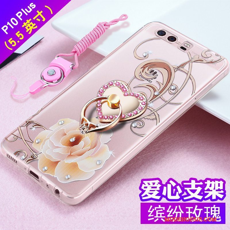 Hoesje Huawei P10 Plus Zacht Anti-fall Roze, Hoes Huawei P10 Plus Strass Telefoon Trend