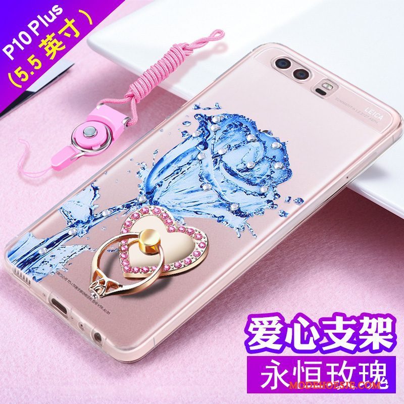 Hoesje Huawei P10 Plus Zacht Anti-fall Roze, Hoes Huawei P10 Plus Strass Telefoon Trend