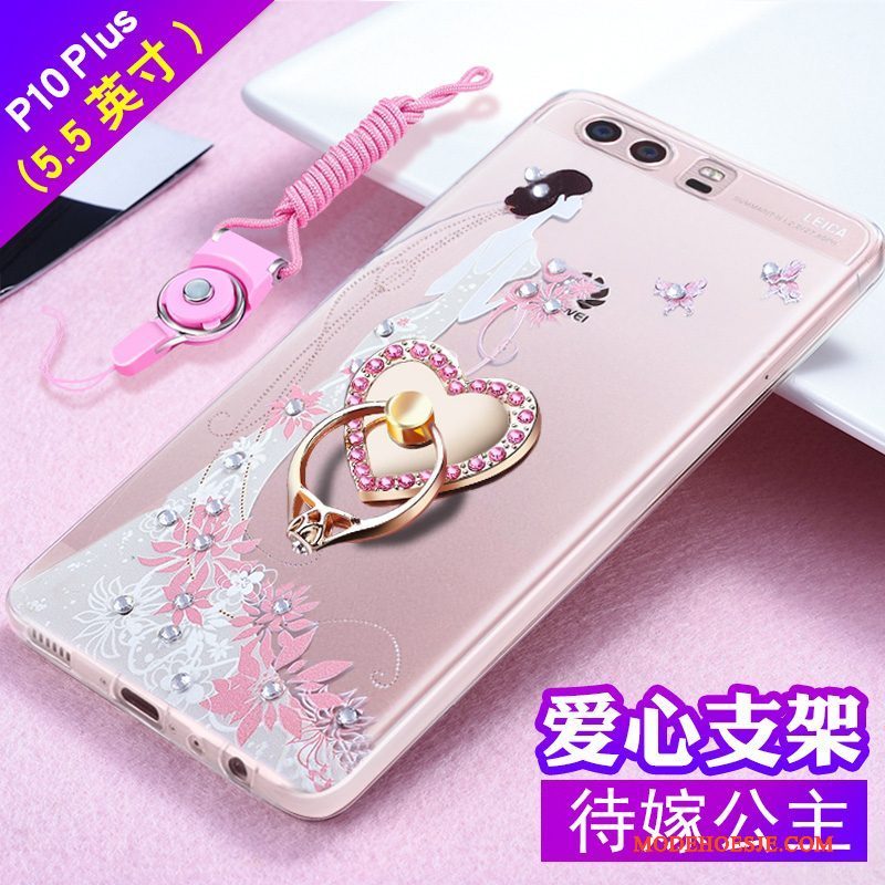 Hoesje Huawei P10 Plus Zacht Anti-fall Roze, Hoes Huawei P10 Plus Strass Telefoon Trend