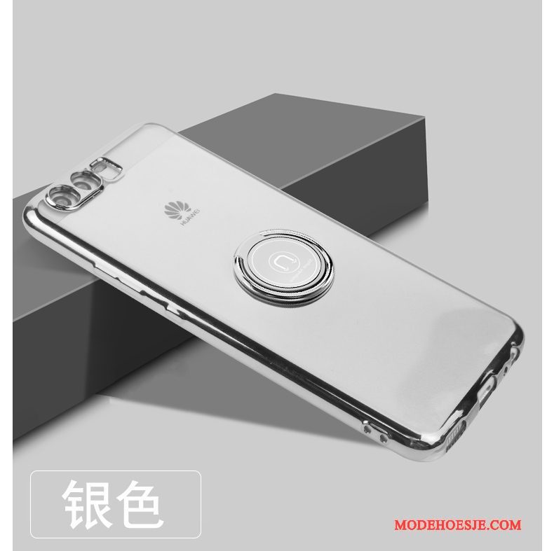 Hoesje Huawei P10 Plus Zacht Anti-falltelefoon, Hoes Huawei P10 Plus Ondersteuning Doorzichtig Ring