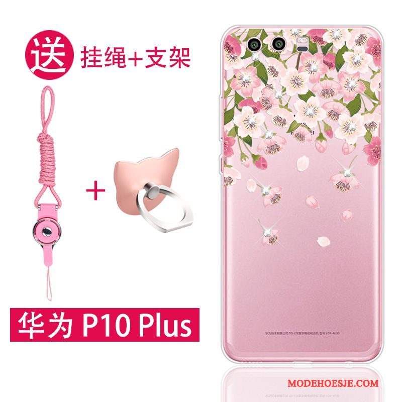 Hoesje Huawei P10 Plus Zacht Hanger Roze, Hoes Huawei P10 Plus Siliconen Telefoon Anti-fall