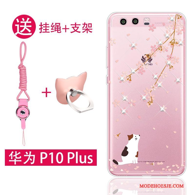 Hoesje Huawei P10 Plus Zacht Hanger Roze, Hoes Huawei P10 Plus Siliconen Telefoon Anti-fall