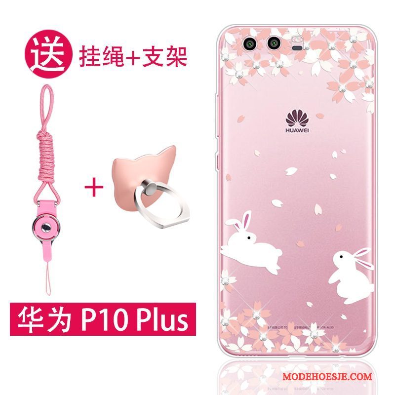 Hoesje Huawei P10 Plus Zacht Hanger Roze, Hoes Huawei P10 Plus Siliconen Telefoon Anti-fall