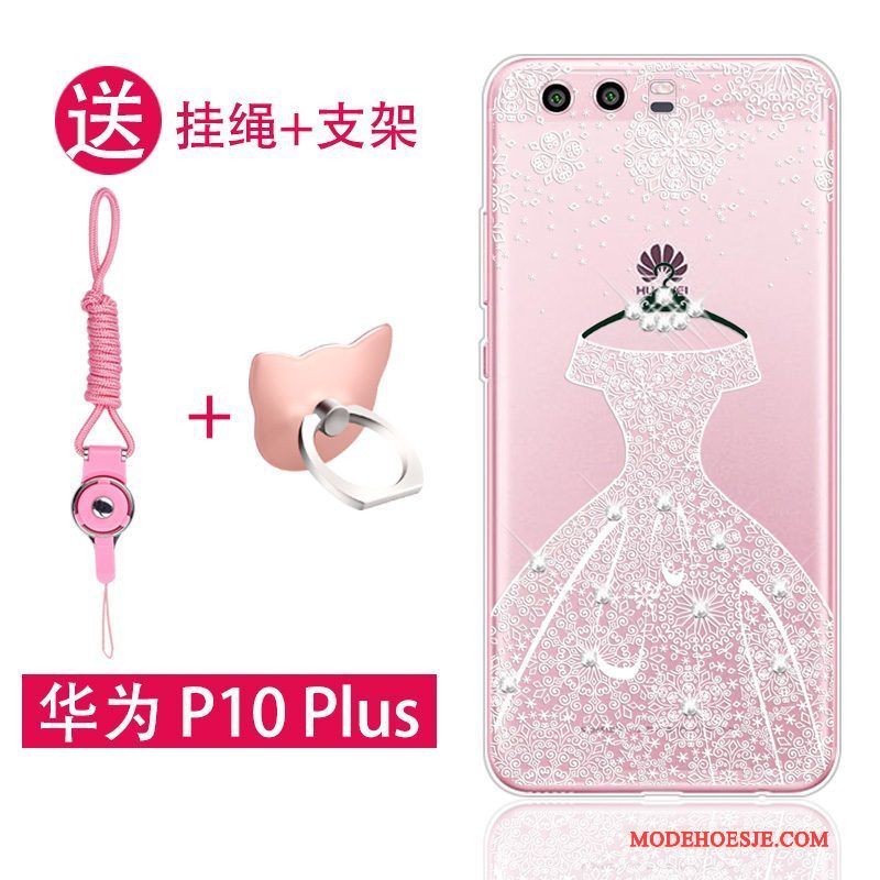 Hoesje Huawei P10 Plus Zacht Hanger Roze, Hoes Huawei P10 Plus Siliconen Telefoon Anti-fall