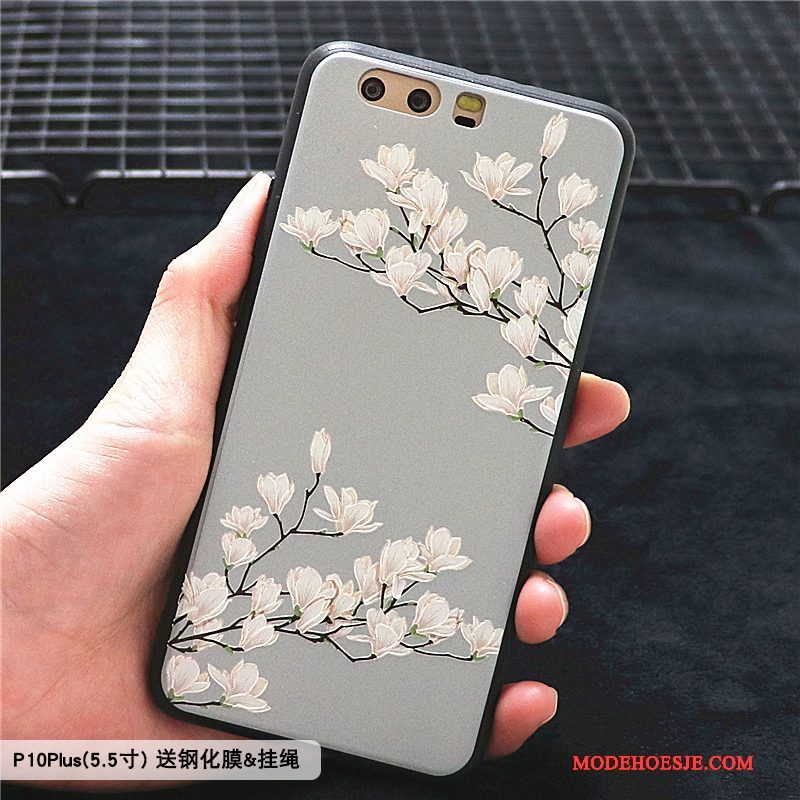 Hoesje Huawei P10 Plus Zakken Bloemen Trend, Hoes Huawei P10 Plus Siliconen Blauwtelefoon