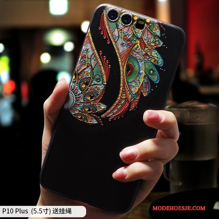 Hoesje Huawei P10 Plus Zakken Rozetelefoon, Hoes Huawei P10 Plus Bescherming Hanger Chinese Stijl