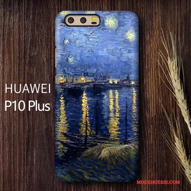 Hoesje Huawei P10 Plus Zakken Schrobben Blauw, Hoes Huawei P10 Plus Scheppend Kunst Anti-fall