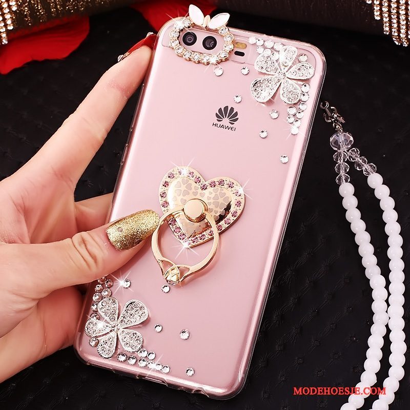 Hoesje Huawei P10 Siliconen Goudtelefoon, Hoes Huawei P10 Strass