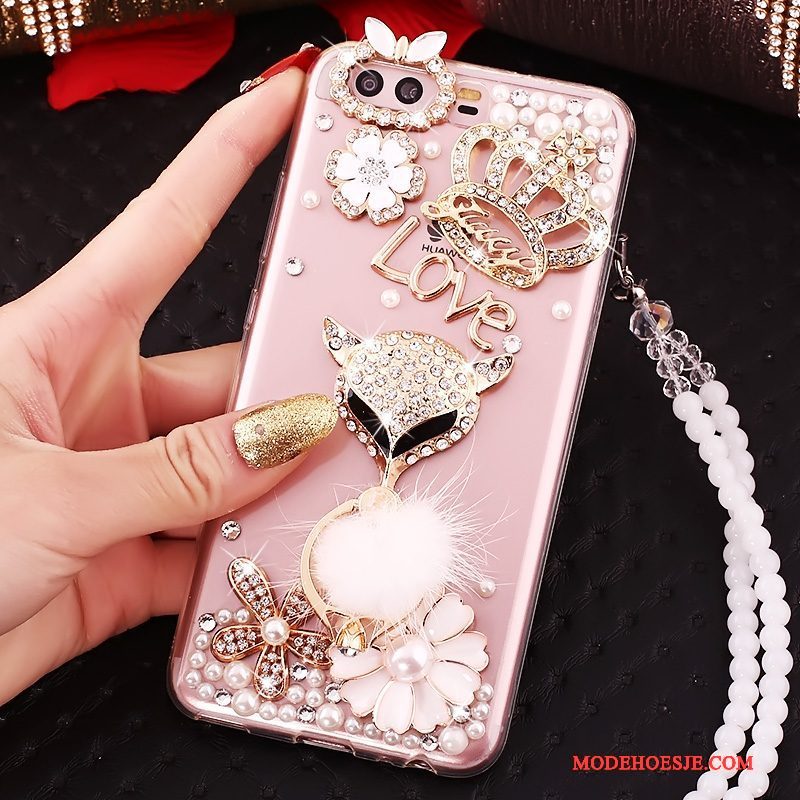 Hoesje Huawei P10 Siliconen Goudtelefoon, Hoes Huawei P10 Strass