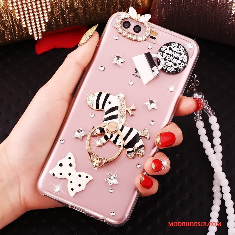 Hoesje Huawei P10 Siliconen Goudtelefoon, Hoes Huawei P10 Strass