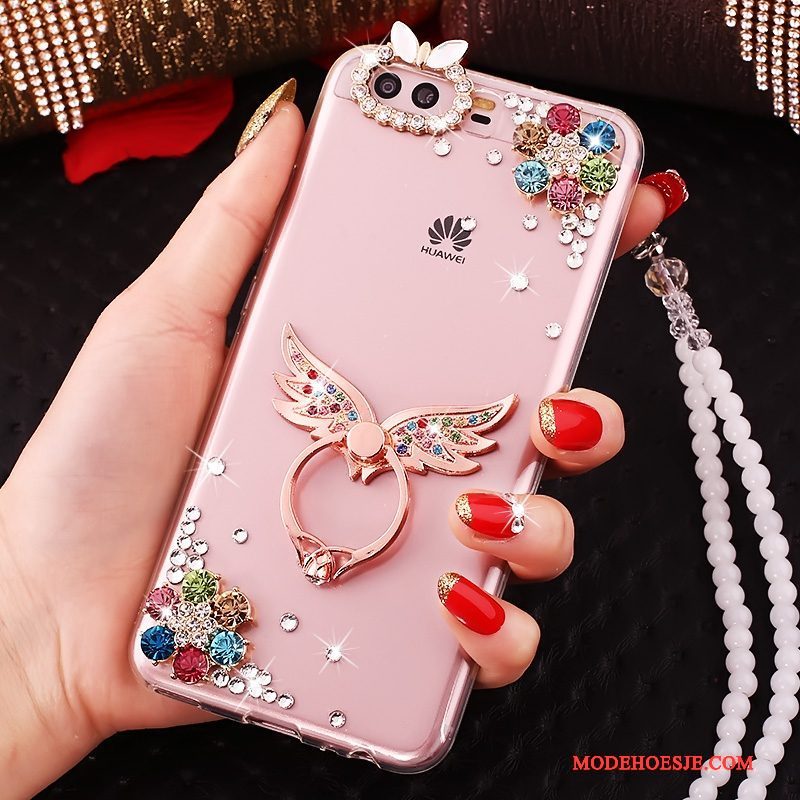 Hoesje Huawei P10 Siliconen Goudtelefoon, Hoes Huawei P10 Strass