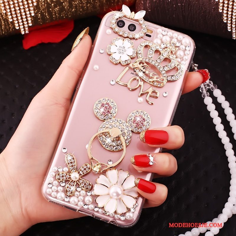 Hoesje Huawei P10 Siliconen Goudtelefoon, Hoes Huawei P10 Strass