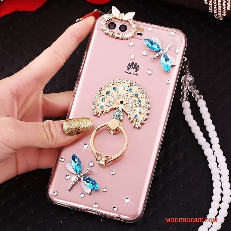 Hoesje Huawei P10 Siliconen Goudtelefoon, Hoes Huawei P10 Strass