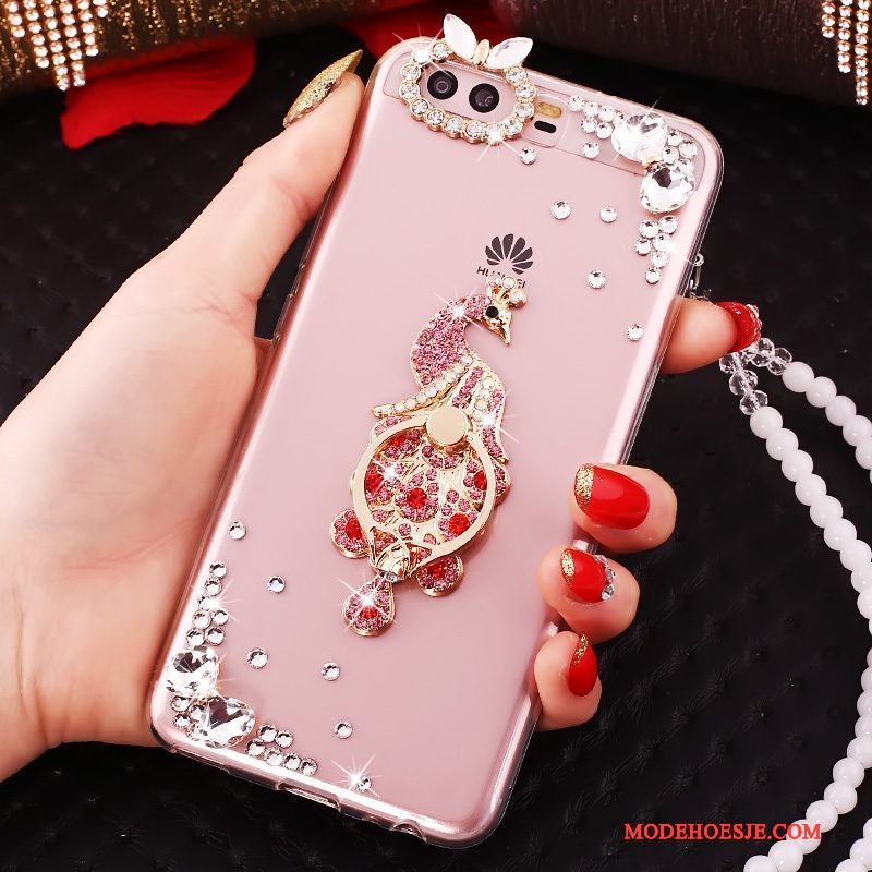 Hoesje Huawei P10 Siliconen Goudtelefoon, Hoes Huawei P10 Strass