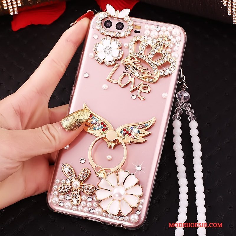 Hoesje Huawei P10 Siliconen Goudtelefoon, Hoes Huawei P10 Strass