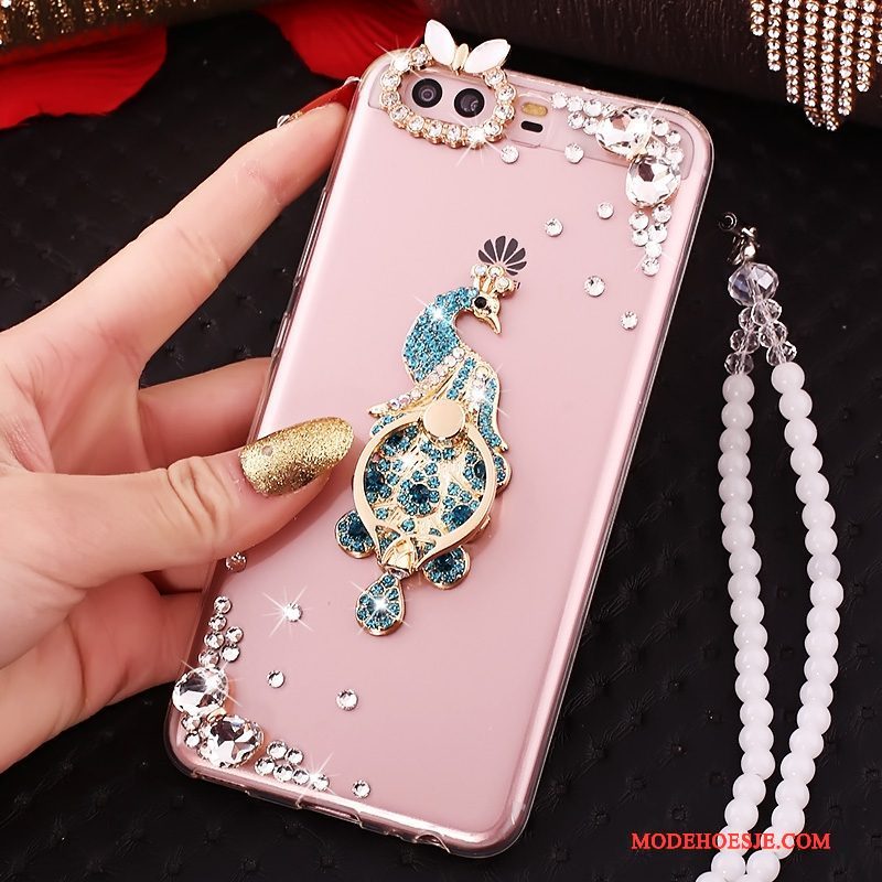 Hoesje Huawei P10 Siliconen Goudtelefoon, Hoes Huawei P10 Strass