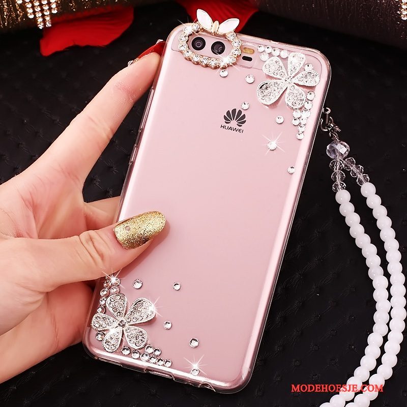 Hoesje Huawei P10 Siliconen Goudtelefoon, Hoes Huawei P10 Strass