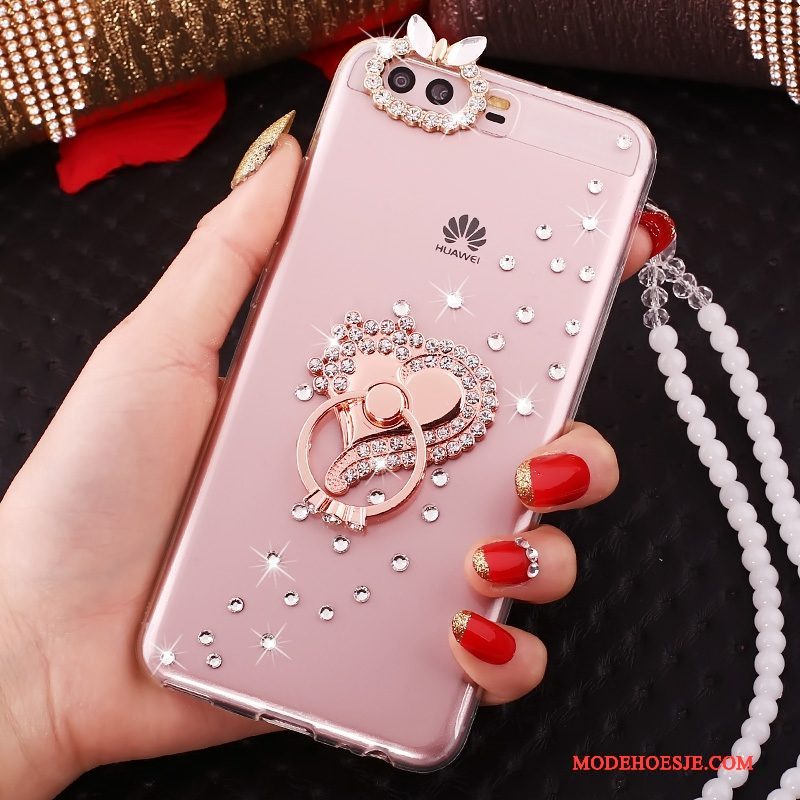 Hoesje Huawei P10 Siliconen Goudtelefoon, Hoes Huawei P10 Strass