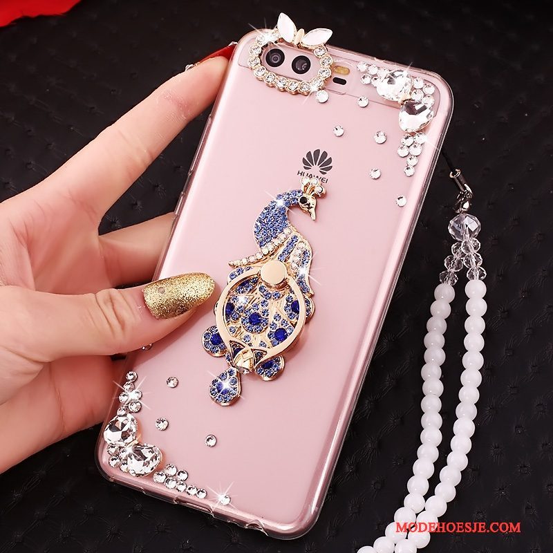 Hoesje Huawei P10 Siliconen Goudtelefoon, Hoes Huawei P10 Strass